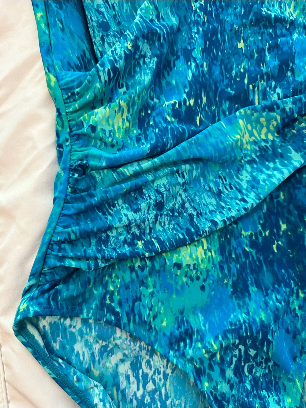L.L. Bean Turquoise and Teal Patterned One-Piece Swimsuit - Picture 4 of 15